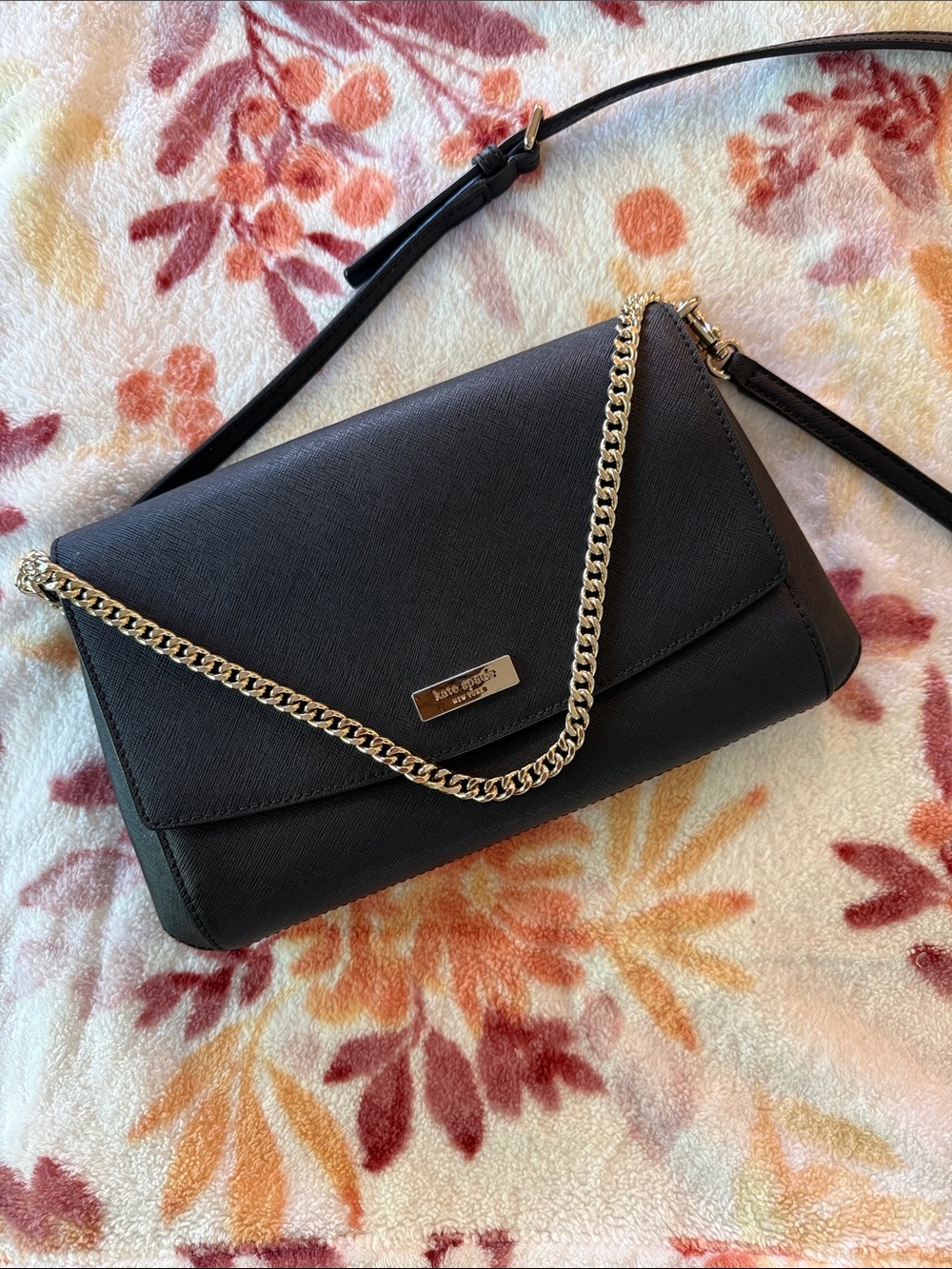 kate spade Black Saffiano Leather Crossbody with Gold Chain - Picture 3 of 13